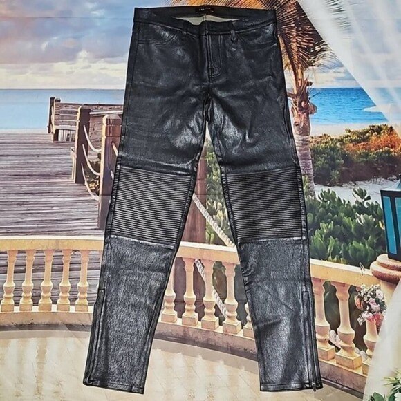 J Brand Lamb Leather Zippered Ankle Pants Size 29 - Picture 4 of 9